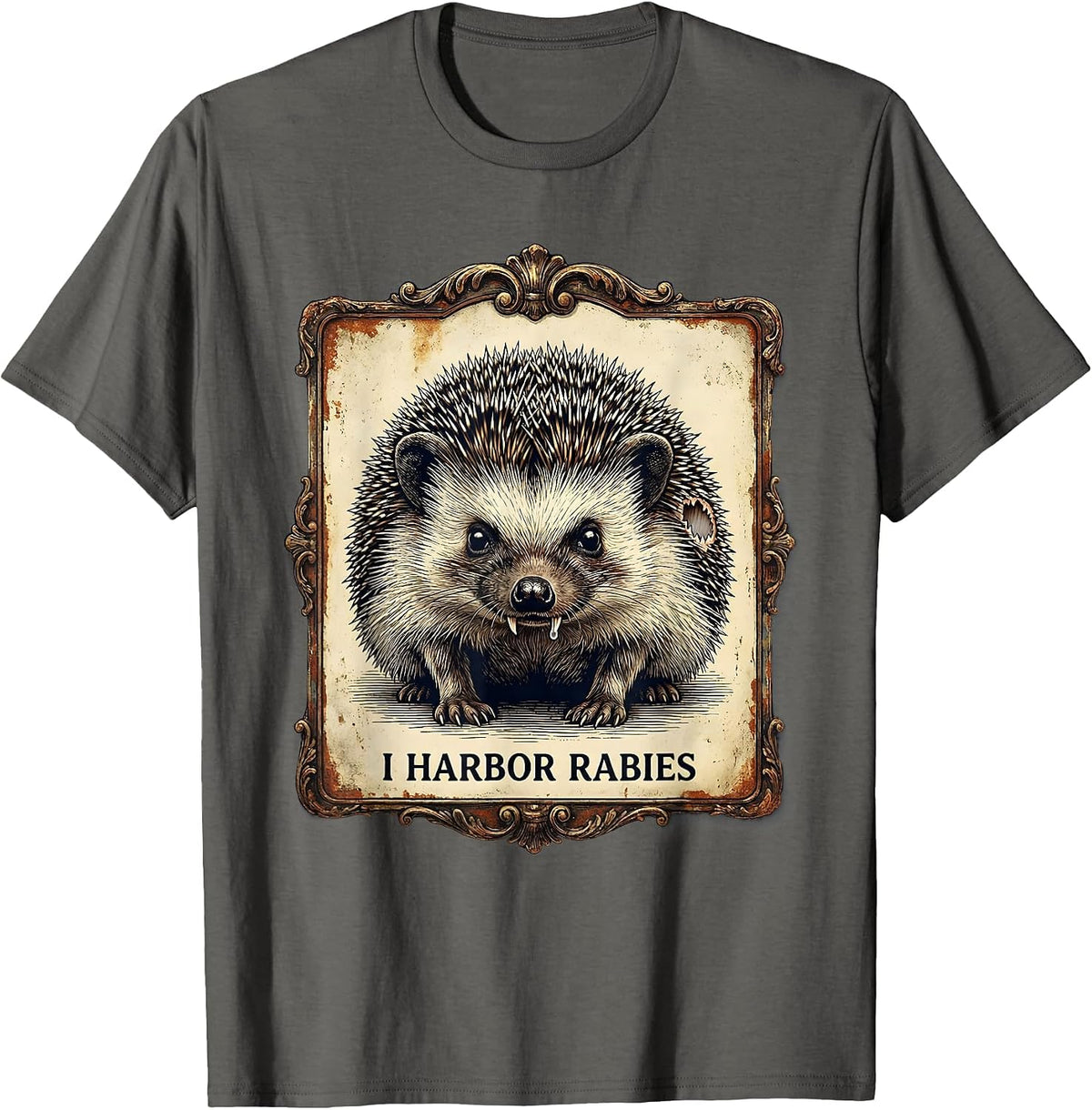 Men's I Harbor Rabies Vintage Funny Novelty Humor T-Shirt - Asphalt Grey