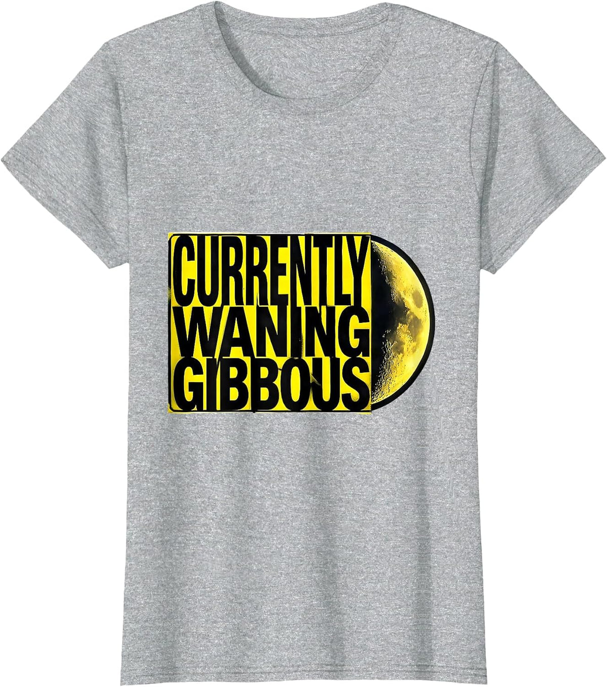 Currently Waning Gibbous Stencil Moon Phase Astronomy Gift T-Shirt - Heather Grey