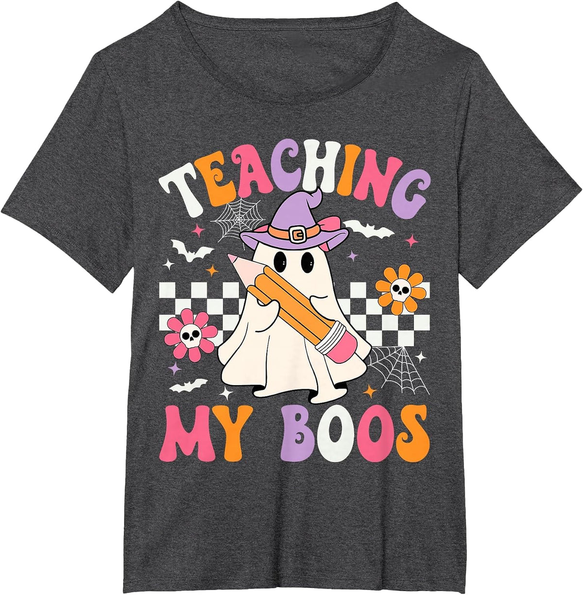 Teaching My Boos Ghost Teacher Spooky Teacher Halloween T-Shirt - Dark Heather Grey