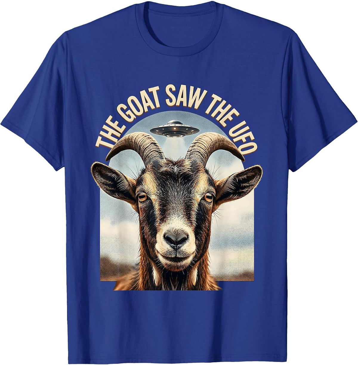 Men's The Goat Saw The UFO Funny Goat Lover Alien Humor Novelty T-Shirt - Royal Blue