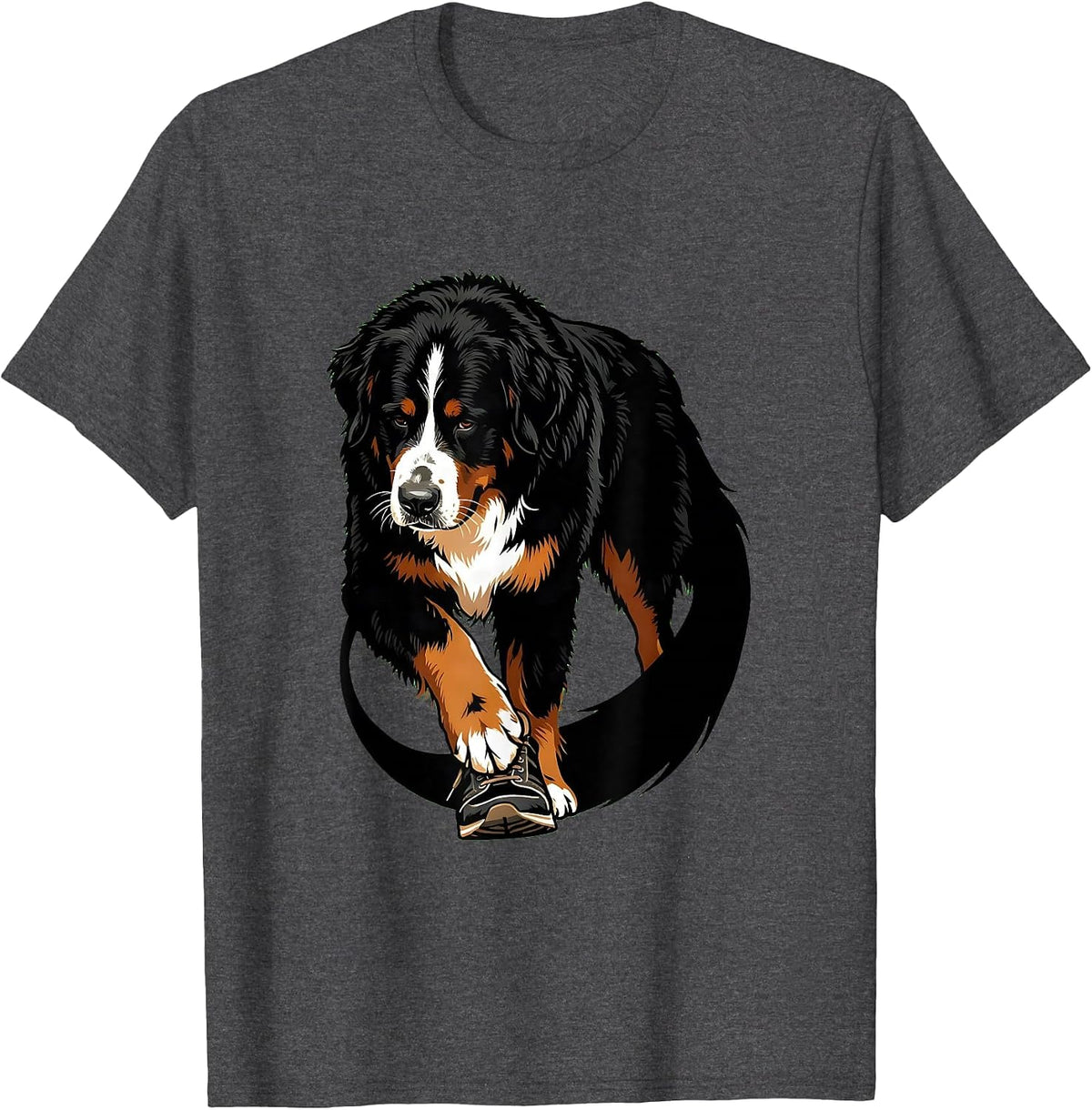 Bernese Mountain Dog Silhouette Pet Lover Humor T-Shirt - Dark Heather Grey