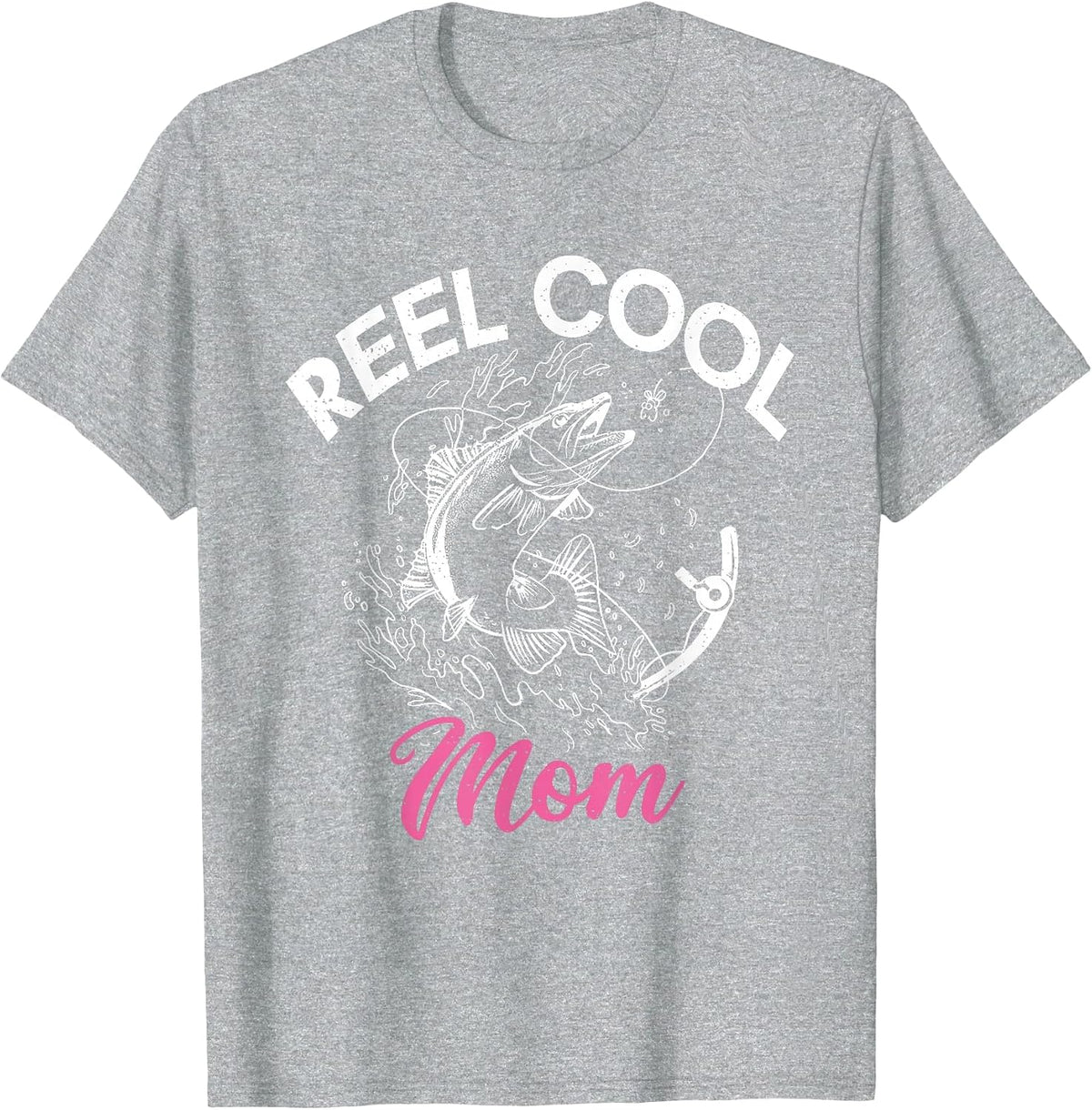 Reel Cool Mom Angling Hunting Fishing T-Shirt - Heather Grey