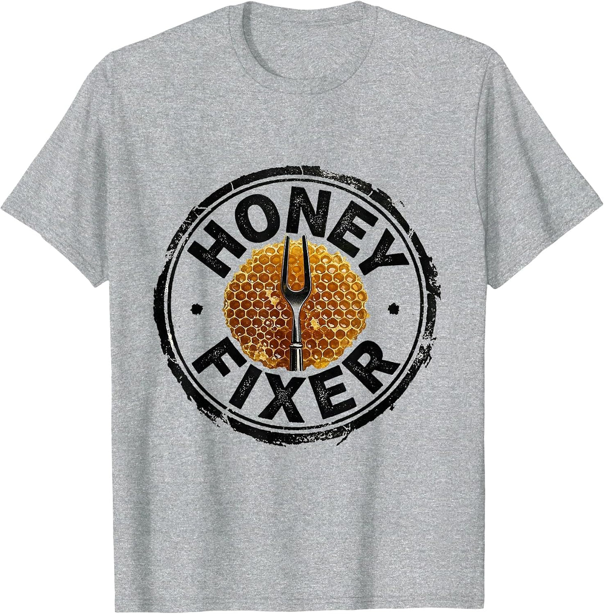 Men's Honey Fixer Rubber Stamp Beekeeper Apiarist Humor T-Shirt - Heather Grey
