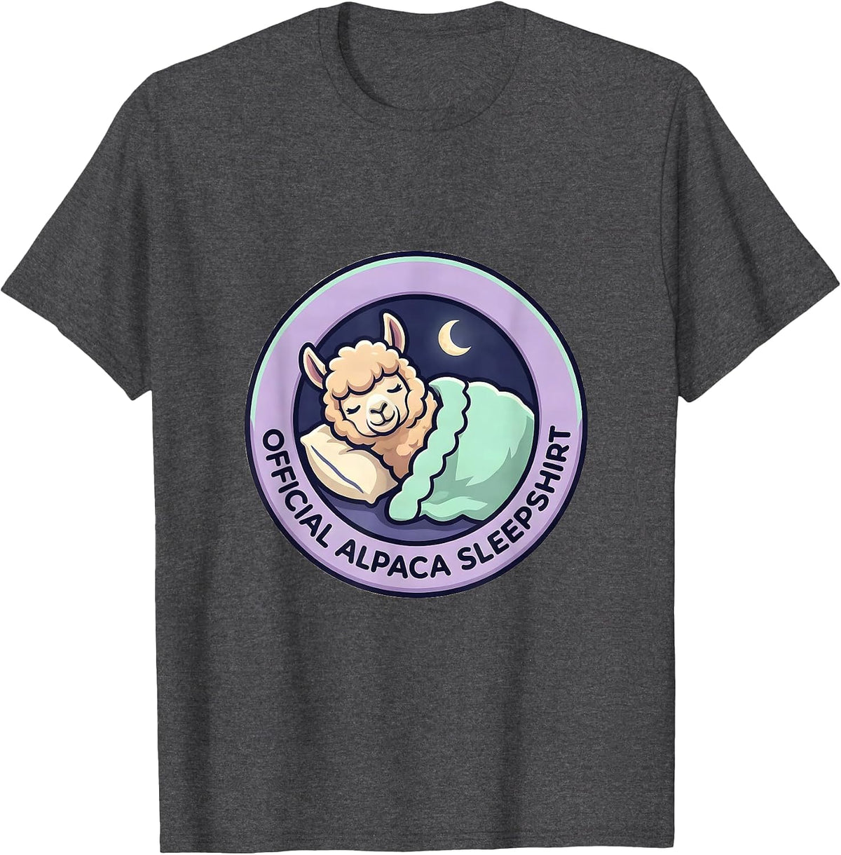 Official Alpaca Sleepshirt Cute Kawaii Animal Lover Pajama T-Shirt - Dark Heather Grey