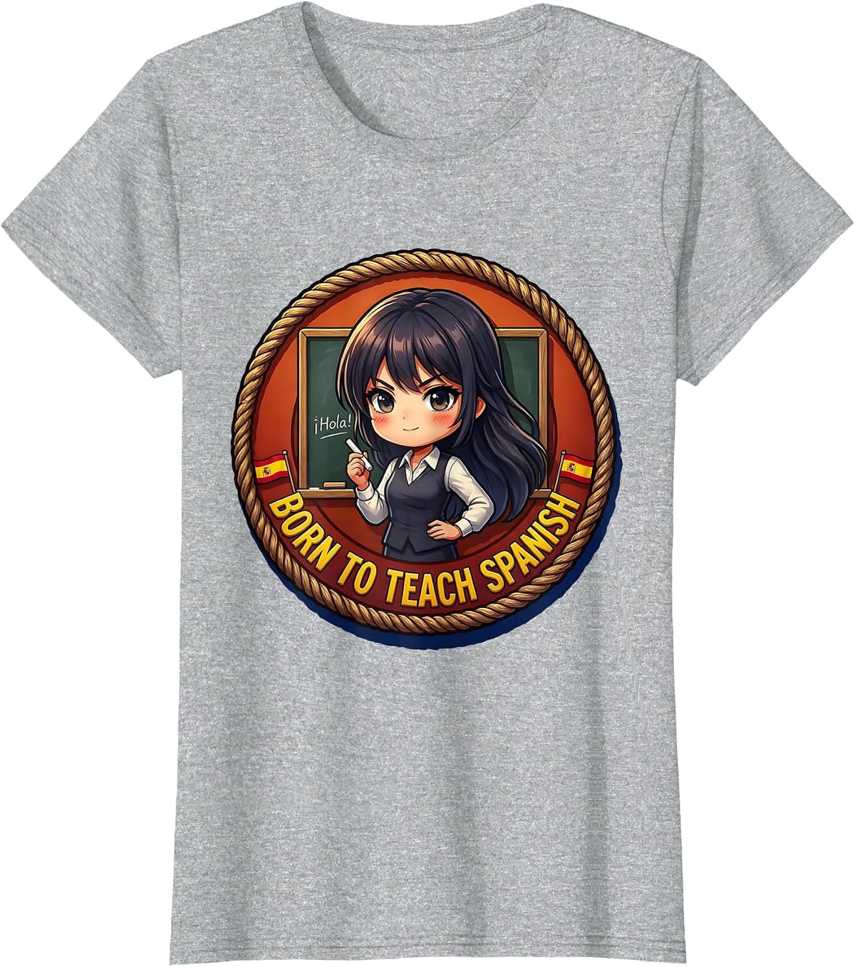 Born to Teach Spanish Educator Design T-Shirt - Heather Grey