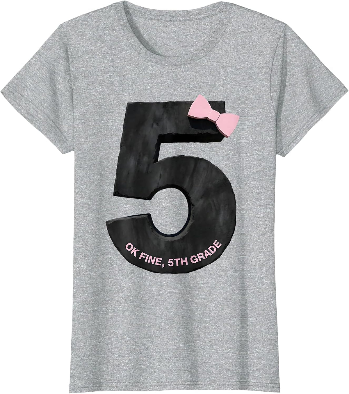 Ok Fine 5th Grade Cute Girly Coquette Bow Back To School T-Shirt - Heather Grey