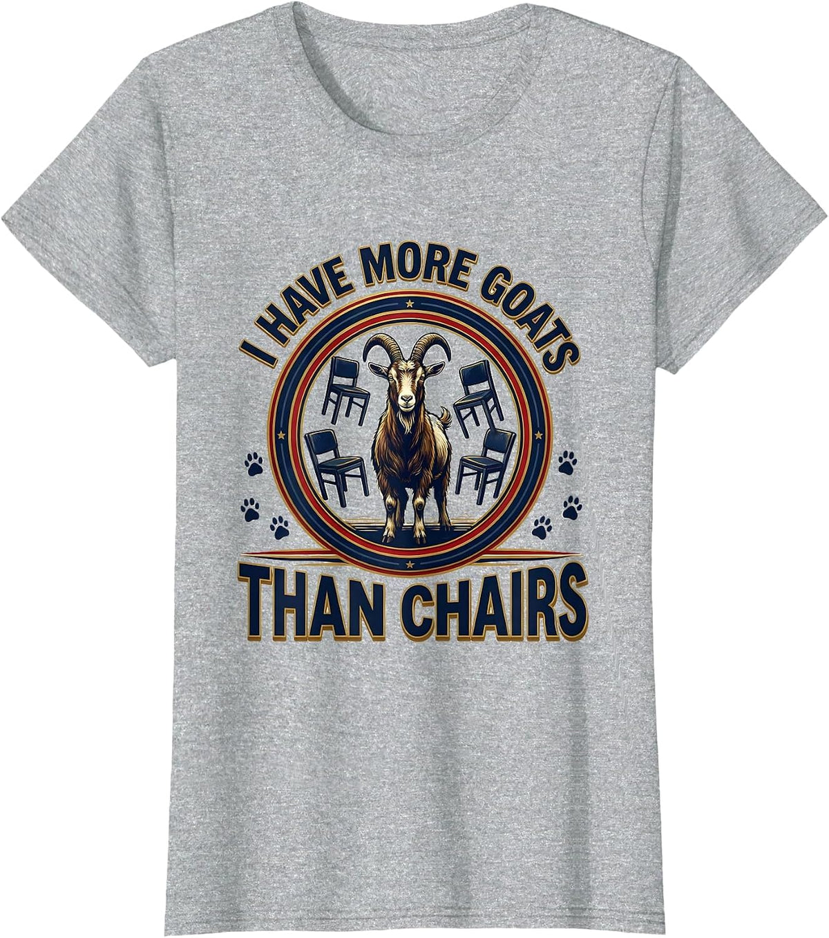 I Have More Goats Than Chairs Funny Goat Lover Farmer Humor T-Shirt - Heather Grey