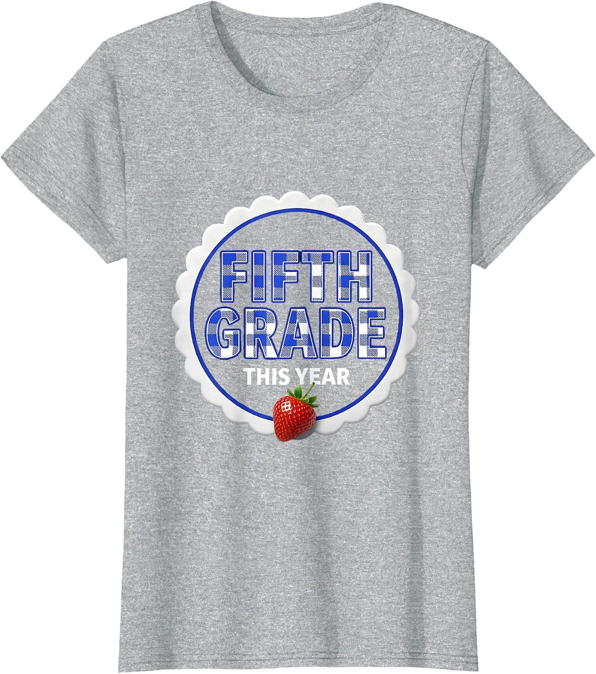 Fifth Grade This Year Cute Gingham Teacher Back To School T-Shirt - Heather Grey
