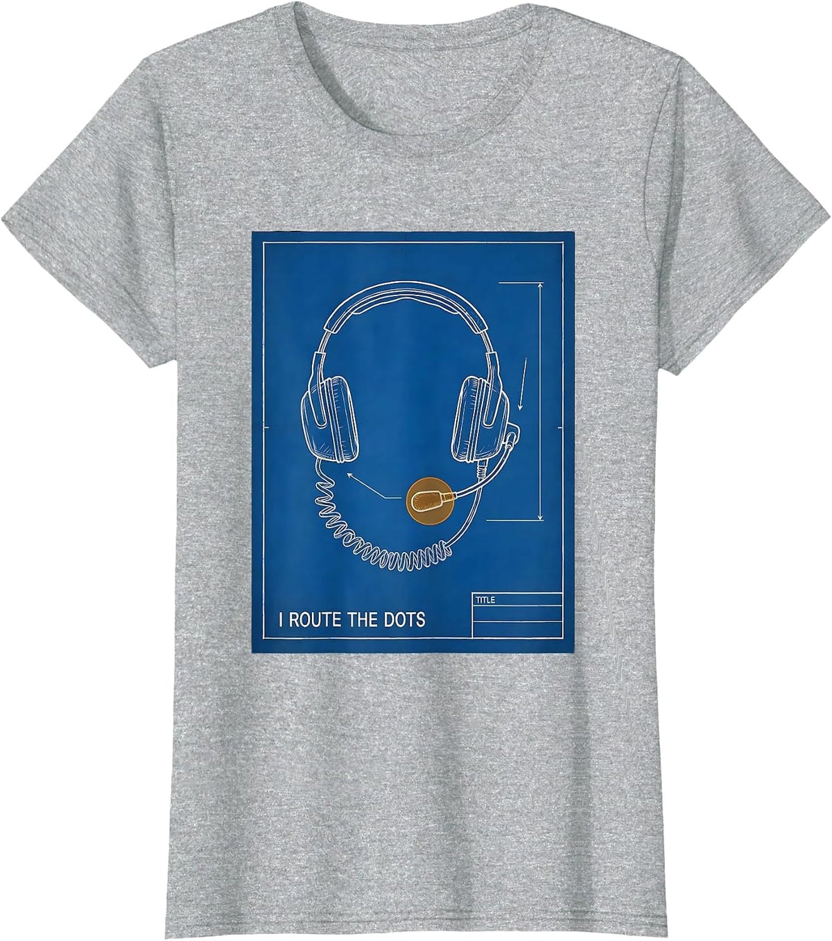 I Route The Dots Technical Blueprint 911 Dispatcher Tribute T-Shirt - Heather Grey
