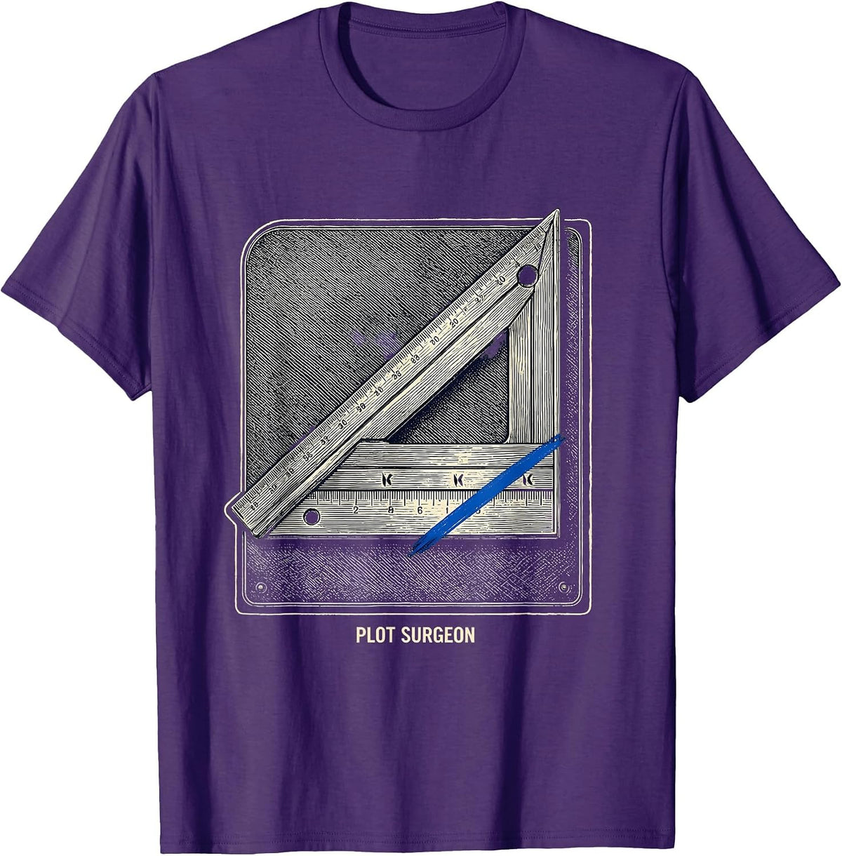 Plot Surgeon Crosshatch Etching Funny Writer Gift for T-Shirt - Purple