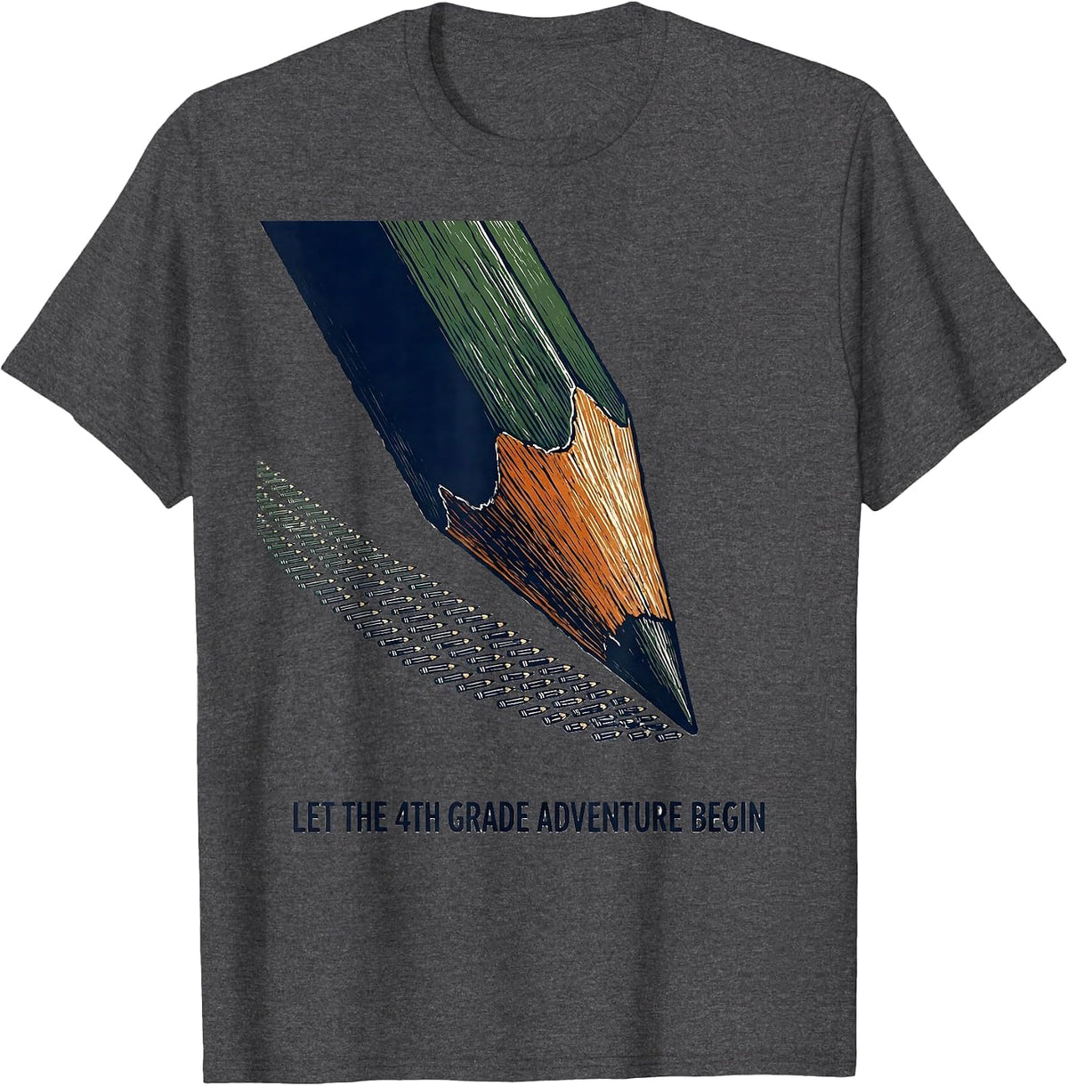 Let The 4th Grade Adventure Begin Fourth Grade Teacher Kids T-Shirt - Dark Heather Grey