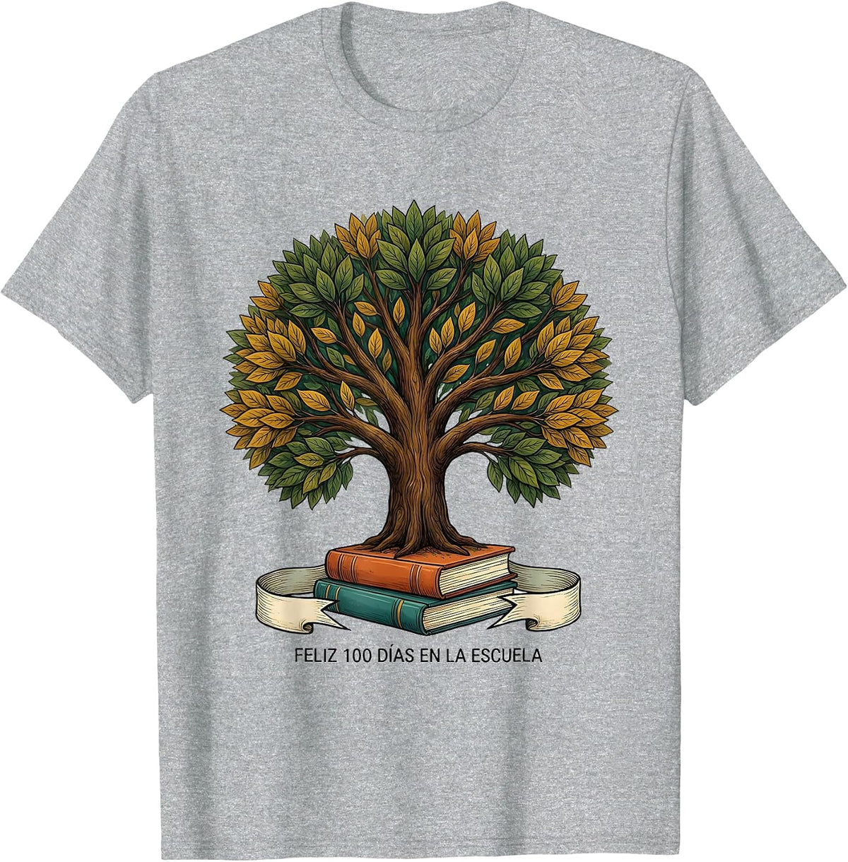 Men's Feliz 100 Días en la Escuela Cheerful Spanish Teacher 100th T-Shirt - Heather Grey