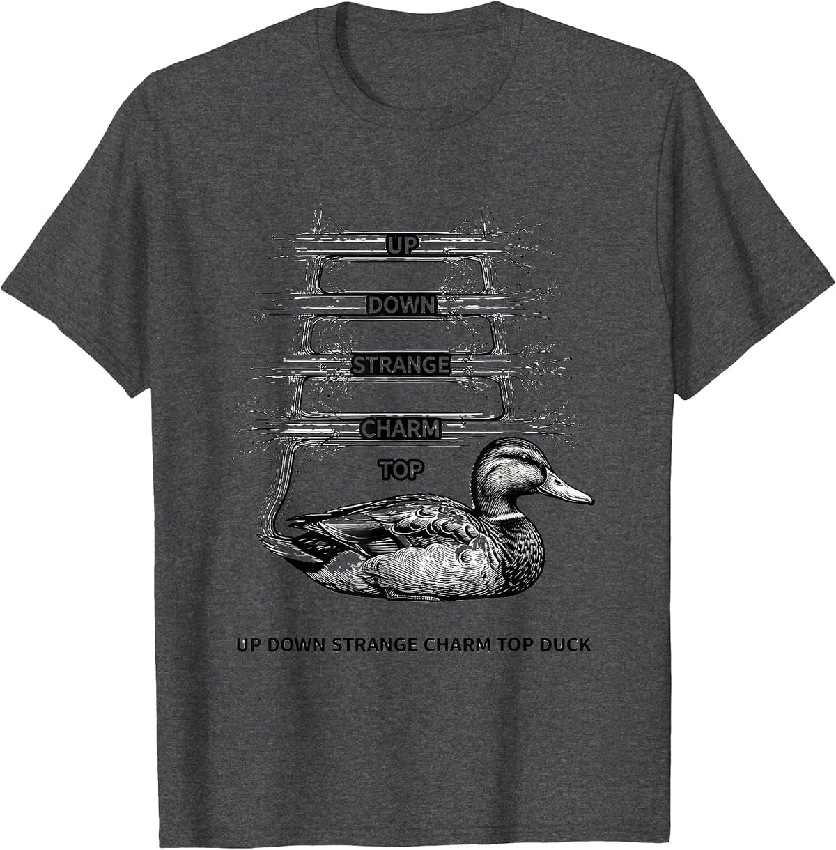 Up Down Strange Charm Top Duck Funny Physics Math Nerd Gift T-Shirt - Dark Heather Grey