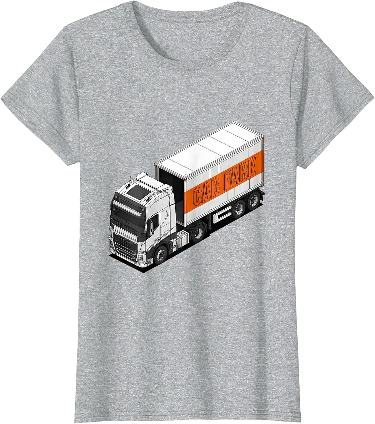 Cab Fare Brutalist Graphic Semi Truck Driver Pickup Truck T-Shirt - Heather Grey
