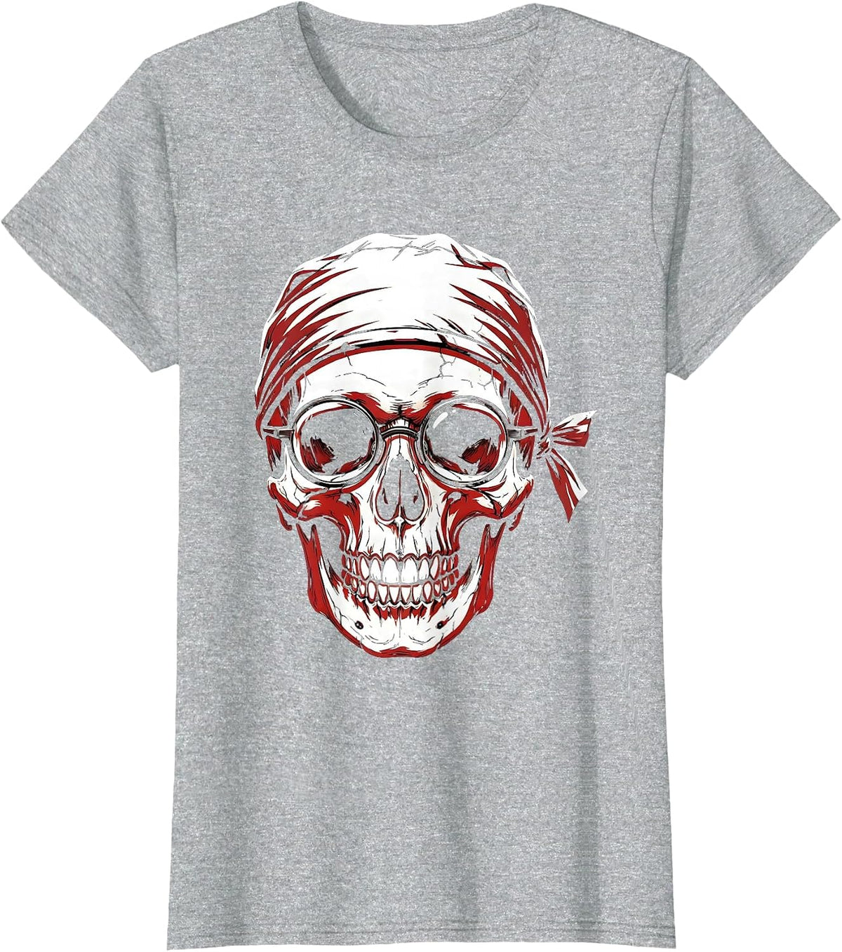 Halloween Skull Surgeon Underscrub Graphic T-Shirt - Heather Grey