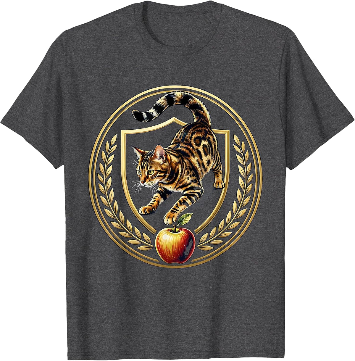 Bengal Cat Back to School Funny Graphic Tee T-Shirt - Dark Heather Grey