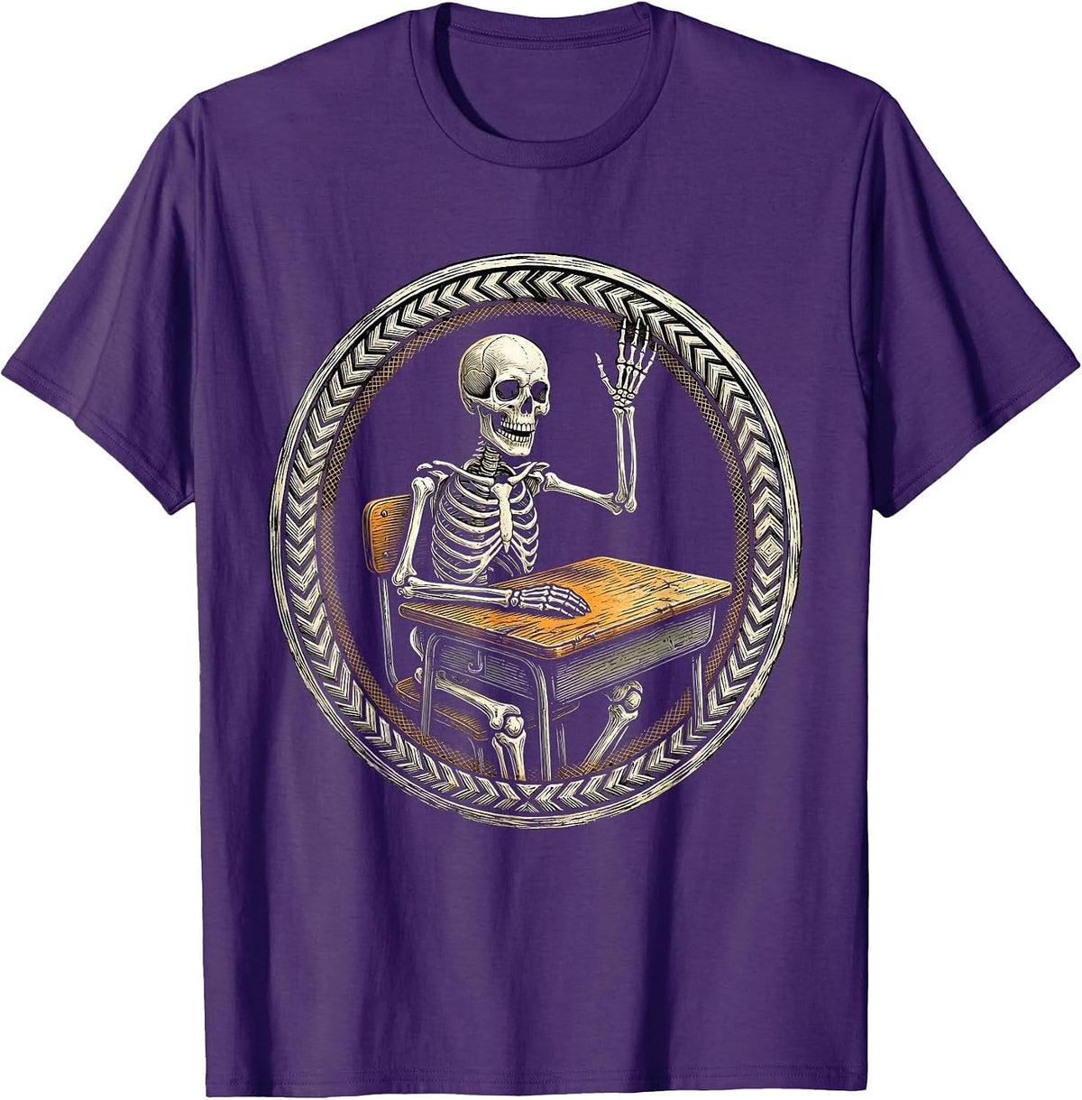 Men's Skeleton Student Halloween Teacher Design T-Shirt - Purple