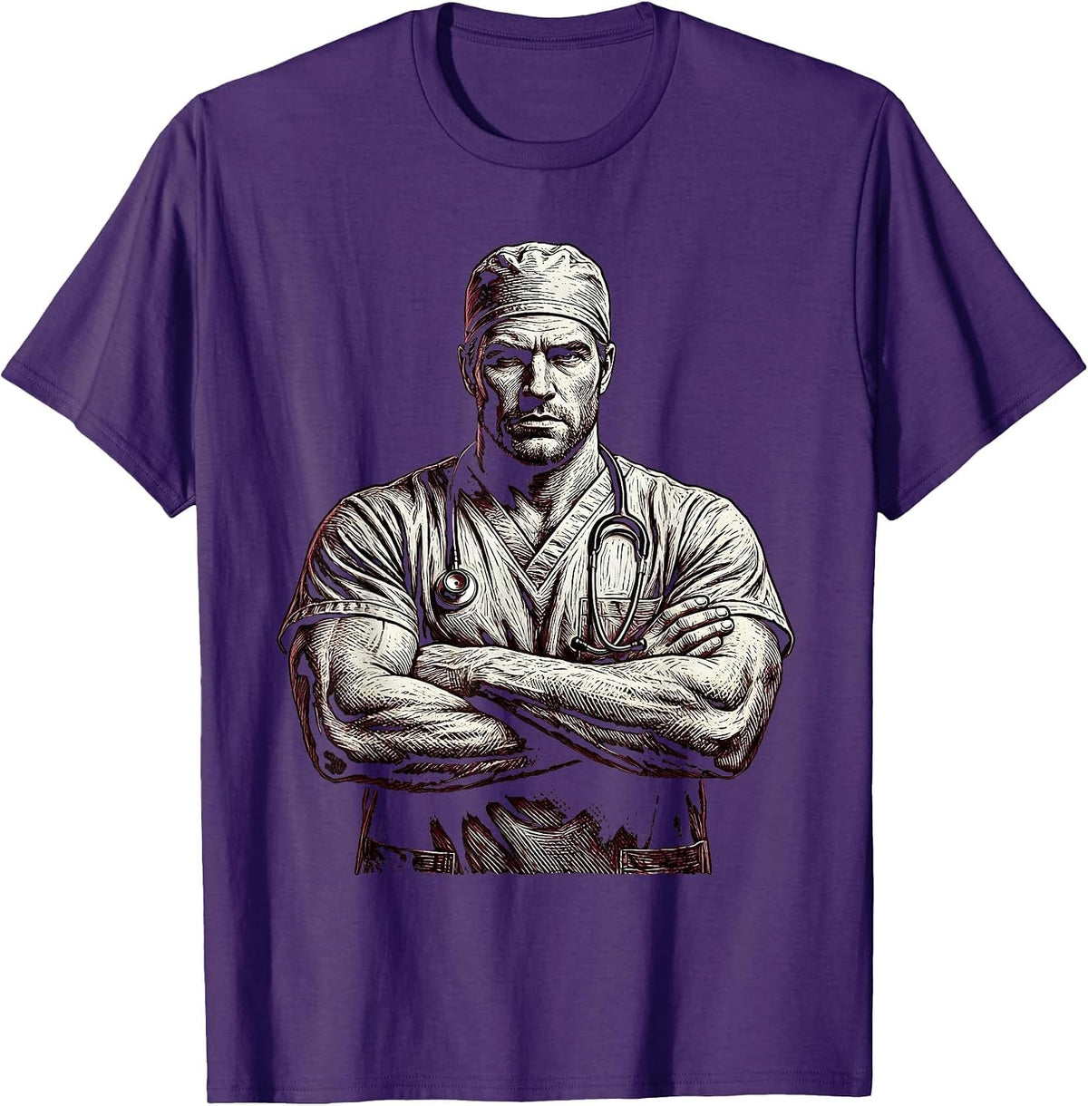 Trauma Surgeon Confident Pose Emergency Dept T-Shirt - Purple