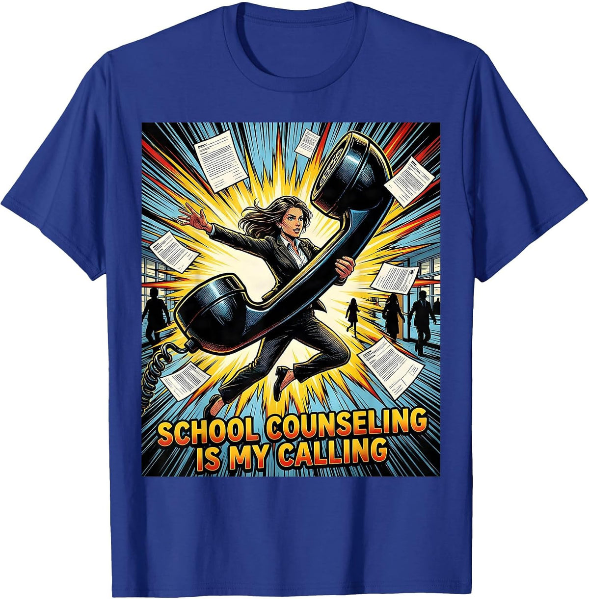 Men's School Counseling Is My Calling Comic Book Counselor Humor T-Shirt - Royal Blue