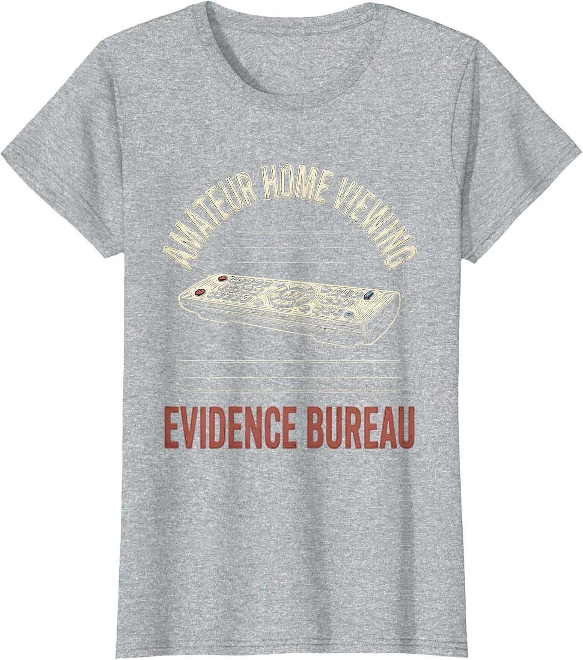 Amateur Home Viewing Evidence Bureau Funny True Crime Couch T-Shirt - Heather Grey