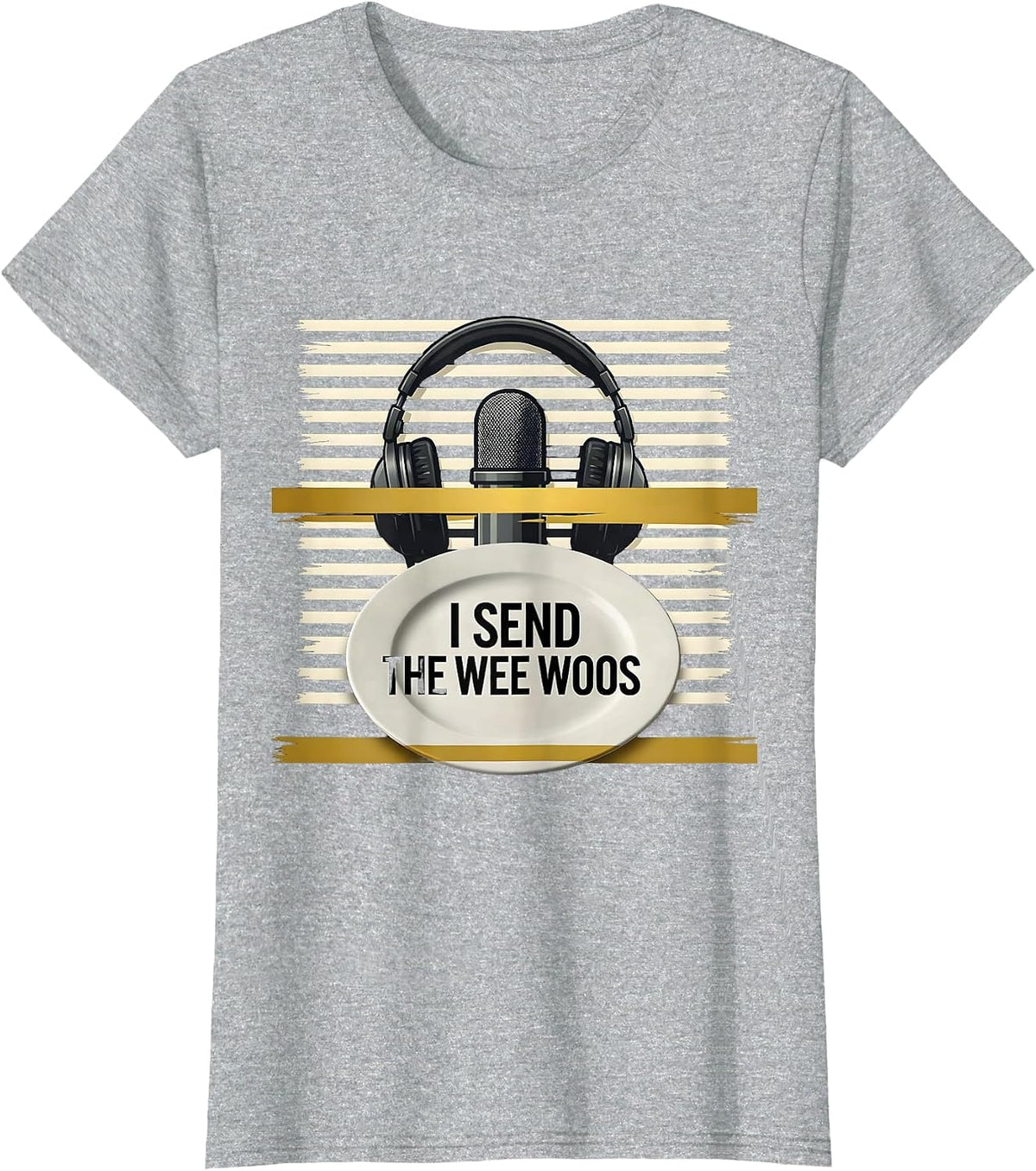 I Send The Wee Woos Thin Gold Line 911 Dispatcher Tribute T-Shirt - Heather Grey