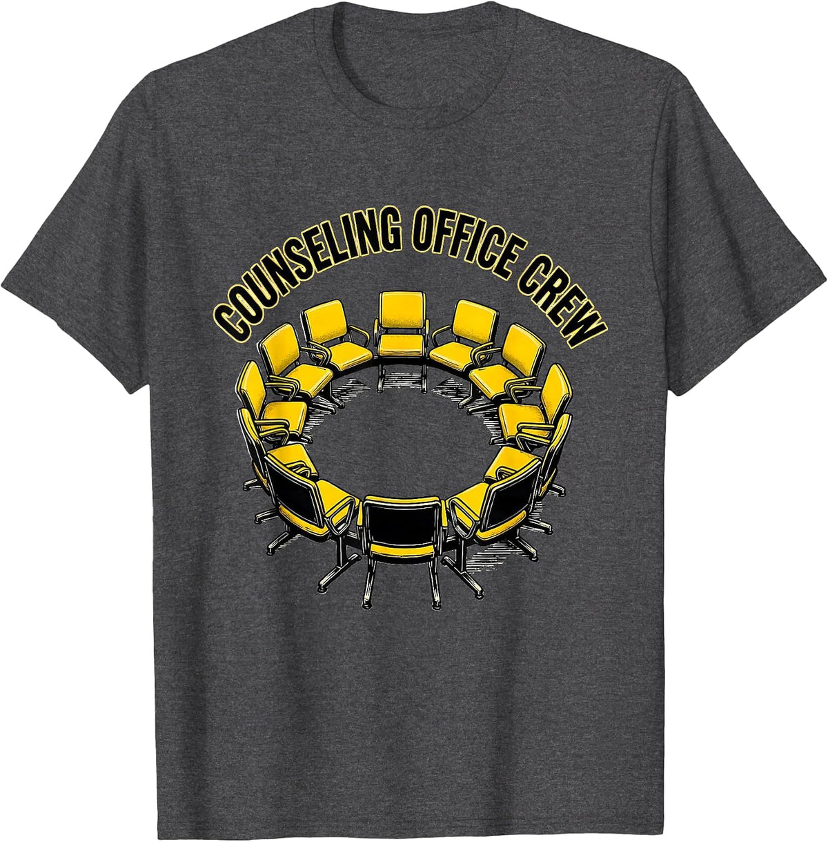 Men's Counseling Office Crew Retro Groovy School Counselor Humor T-Shirt - Dark Heather Grey