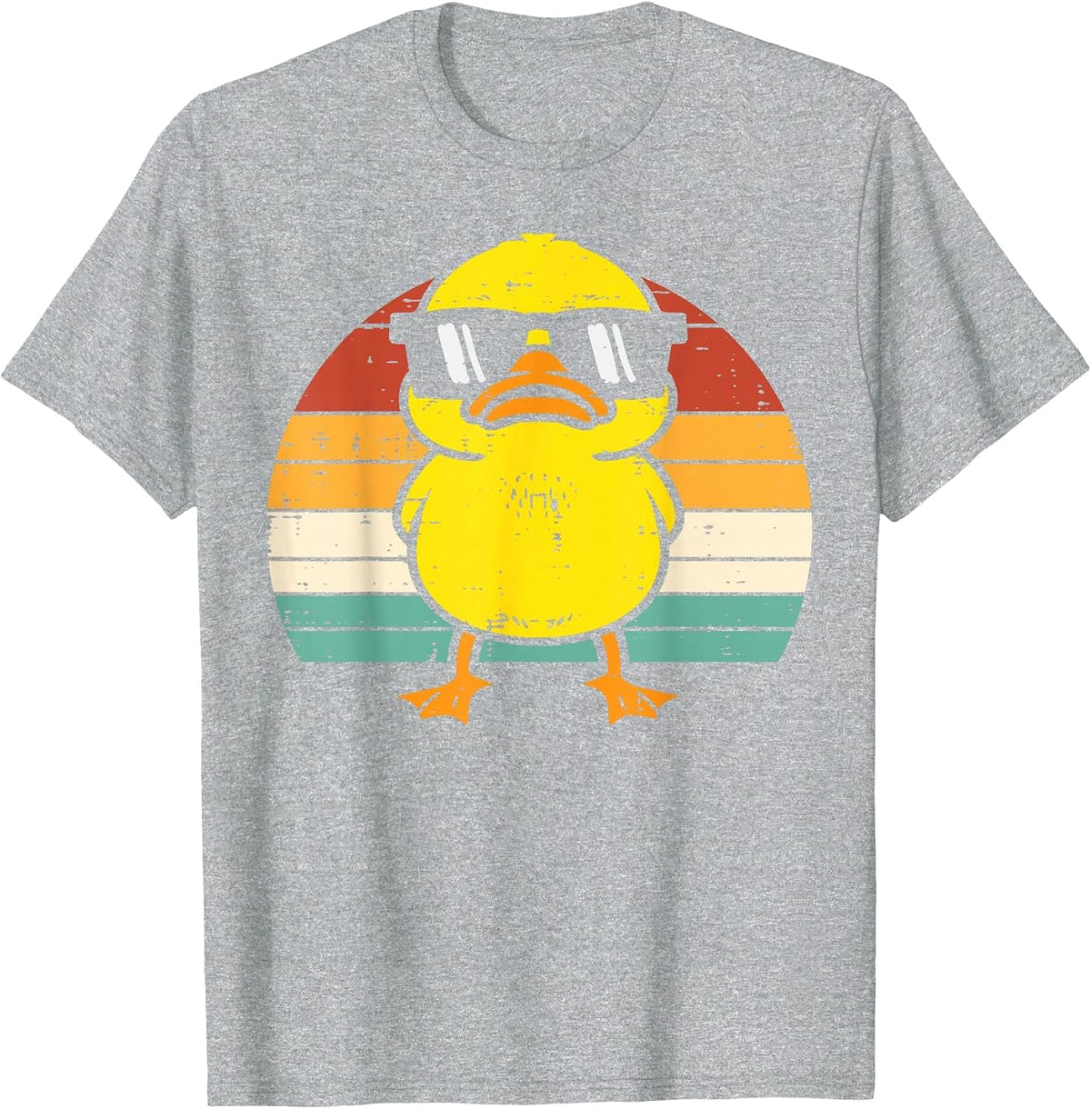 Rubber Duck Sunglasses Sunset Retro Duckling Men Women Kids T-Shirt - Heather Grey