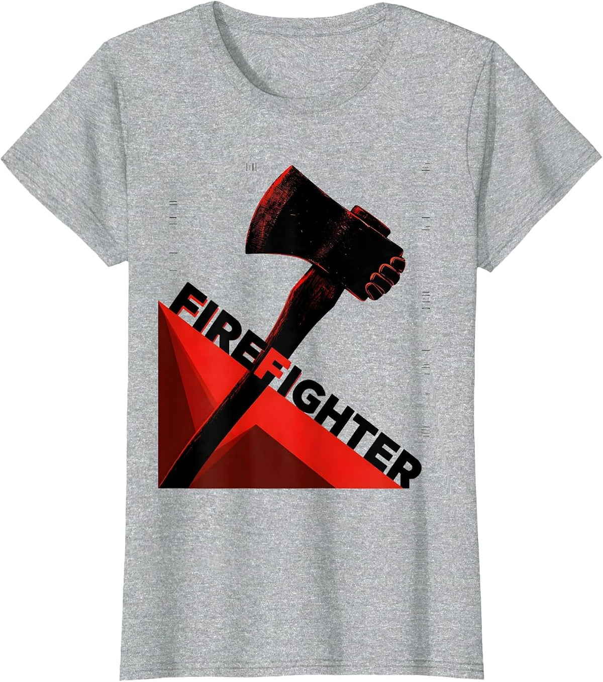 Firefighter Constructivist Poster Art Fire Department Pride T-Shirt - Heather Grey