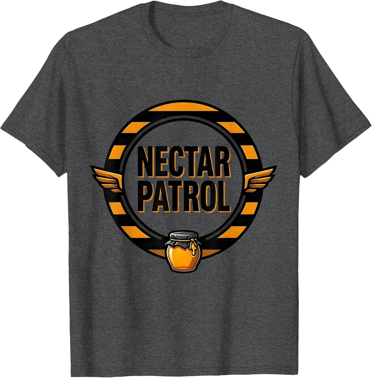 Men's Nectar Patrol Playful Halloween Bee Honey Jar Costume Humor T-Shirt - Dark Heather Grey