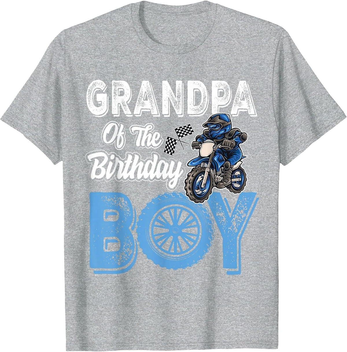 Grandpa of the Birthday Boy Dirt Bike B-Day Motocross Party T-Shirt - Heather Grey