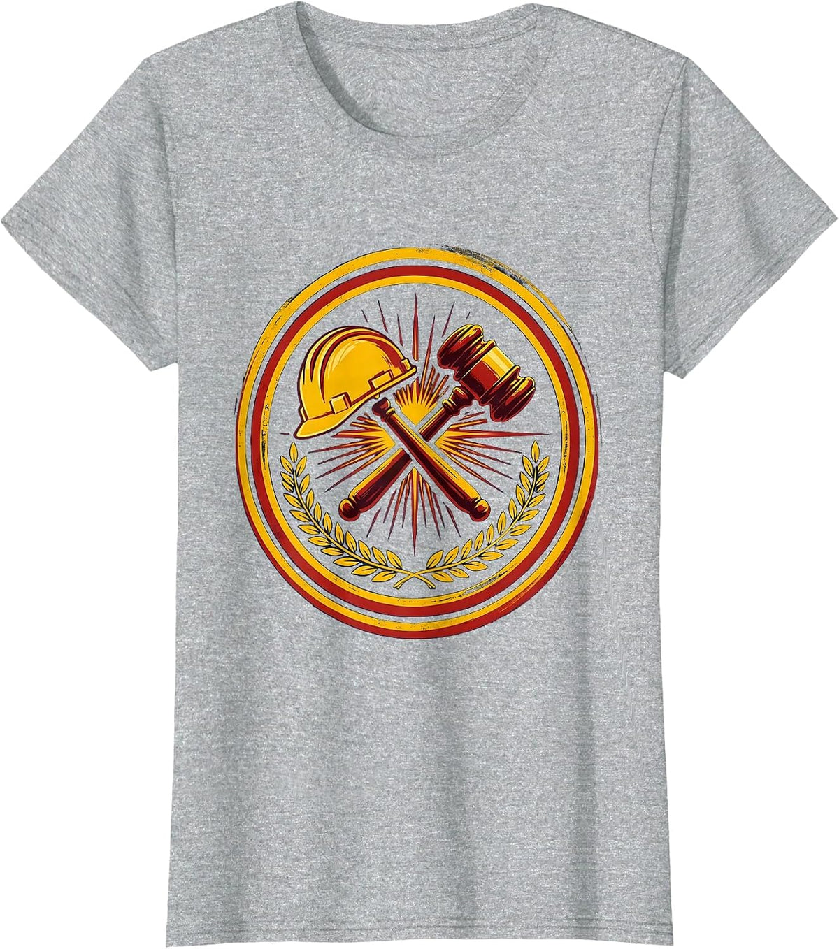 Women's Equal Rights Labor Day Hard Hat Gavel Crossed T-Shirt - Heather Grey
