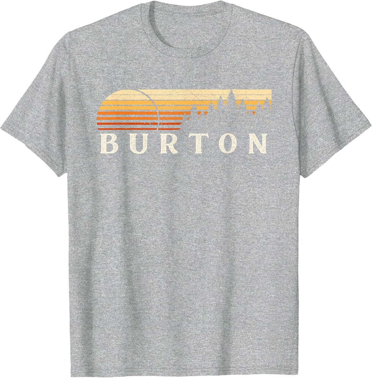 Burton, ID Vintage Evergreen Sunset Eighties Retro T-Shirt - Heather Grey
