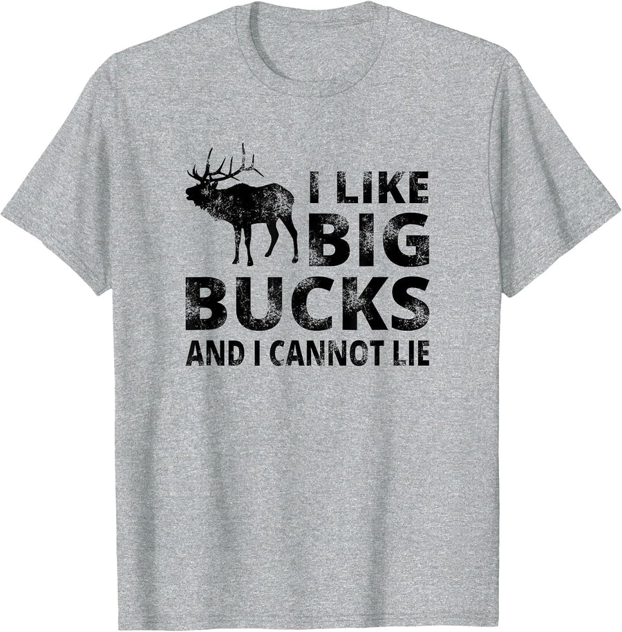I Like Big Bucks and I Cannot Lie Deer Hunting T-Shirt - Heather Grey
