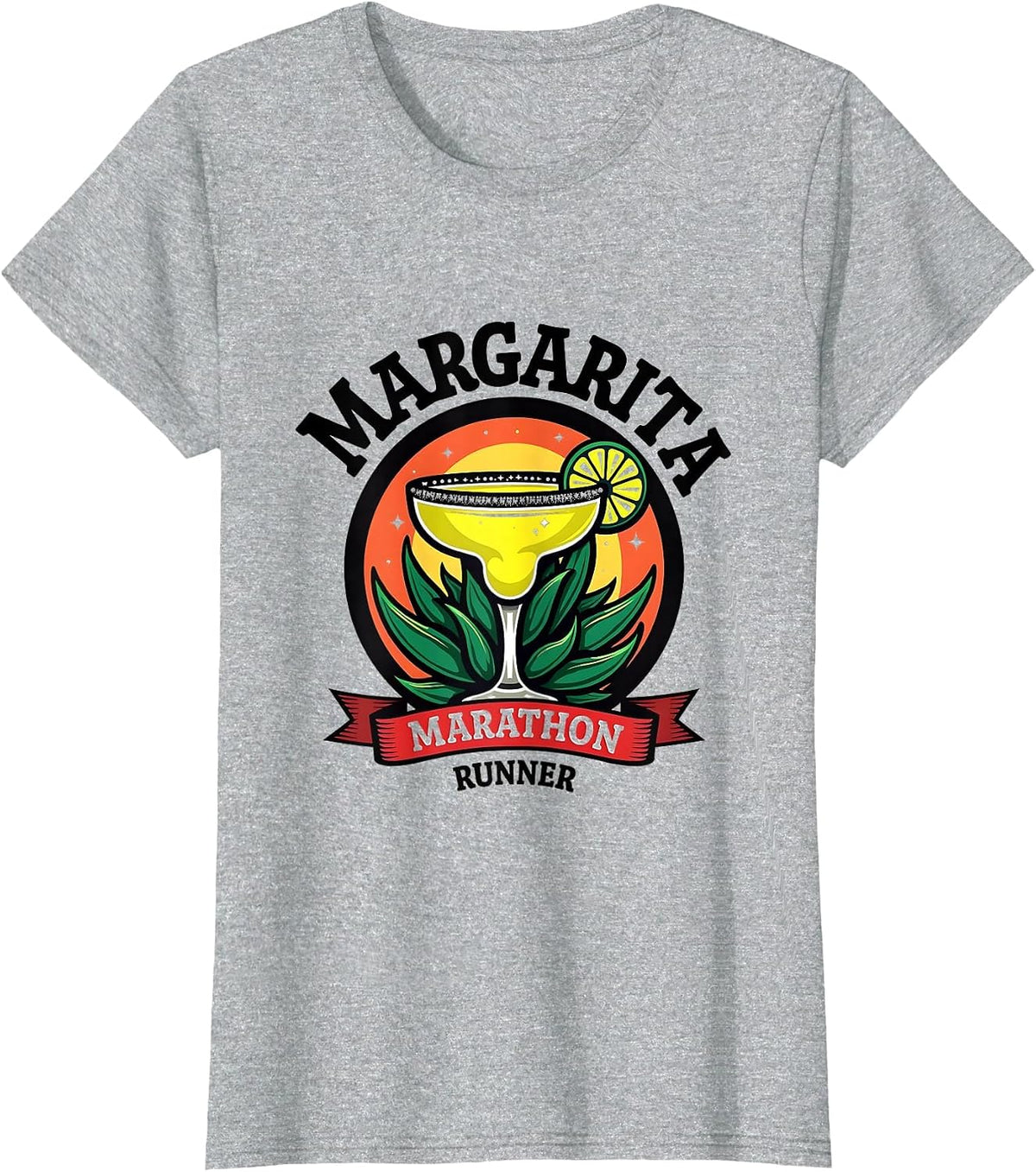 Margarita Marathon Runner Cinco de Mayo Design T-Shirt - Heather Grey