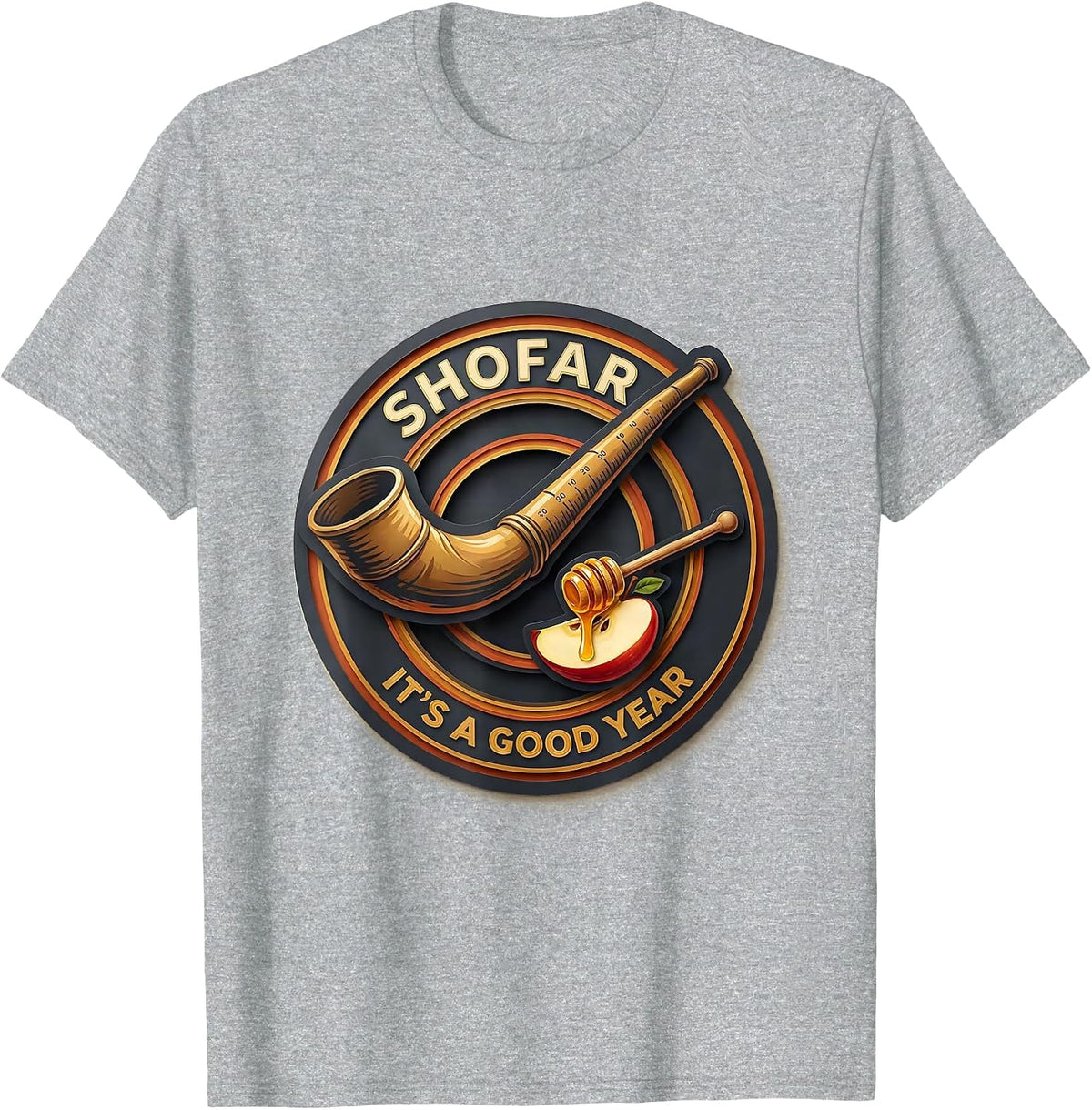 Men's Shofar It's A Good Year Paper Cutout Funny Rosh Hashanah T-Shirt - Heather Grey