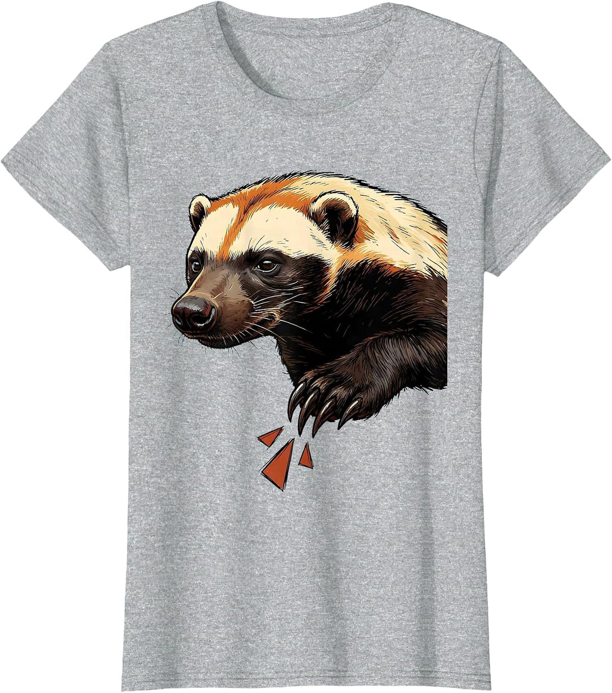Oversized Honey Badger Wild Animal Humor T-Shirt - Heather Grey