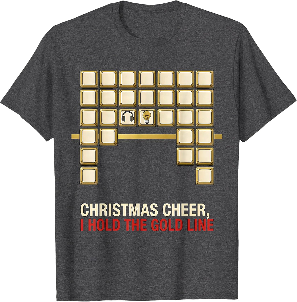 Men's Christmas Cheer I Hold The Gold Line Funny 911 Dispatcher T-Shirt - Dark Heather Grey