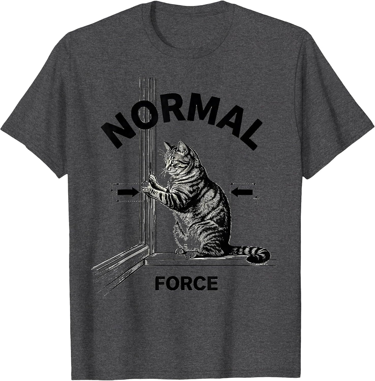 Normal Force Funny Cat Physics Science Teacher Gift T-Shirt - Dark Heather Grey