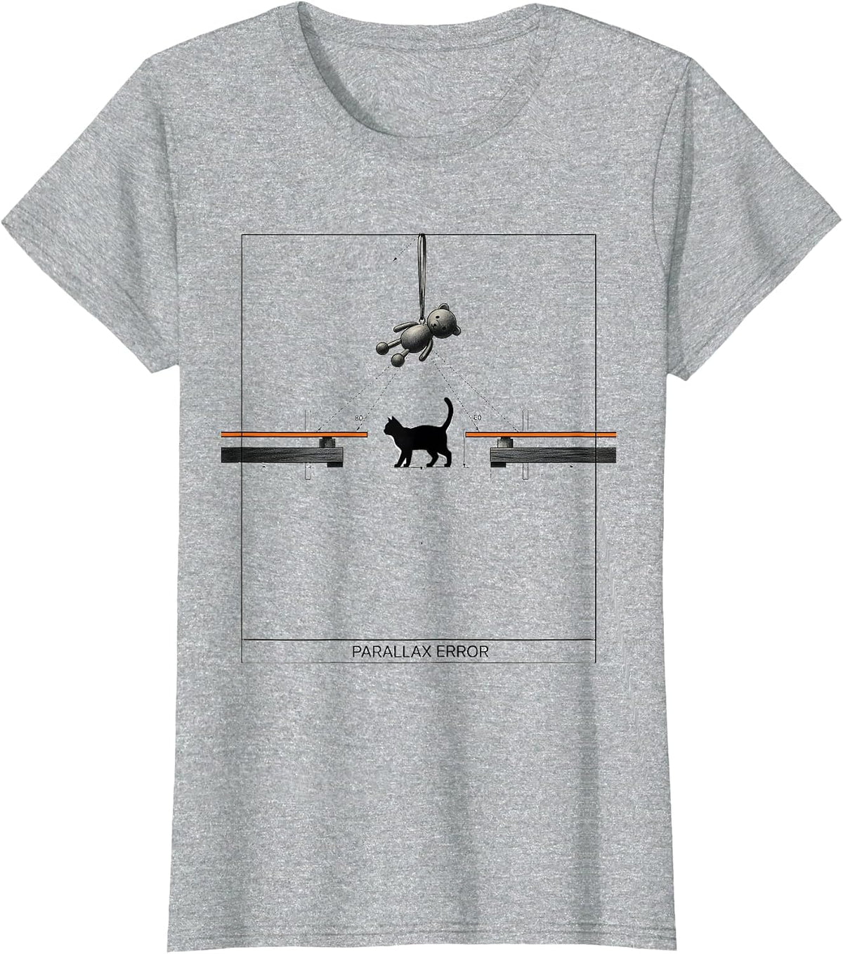 Women's Parallax Error Funny Cat Physics Humor Science Teacher Gift T-Shirt - Heather Grey