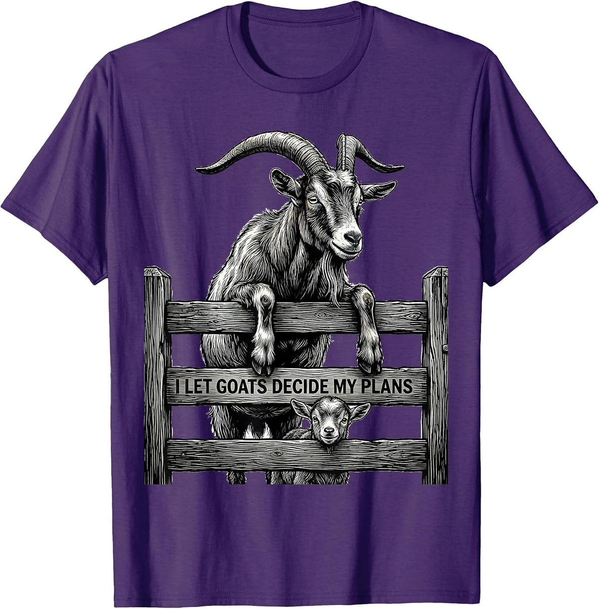 I Let Goats Decide My Plans Funny Goat Lover Farmer Humor T-Shirt - Purple
