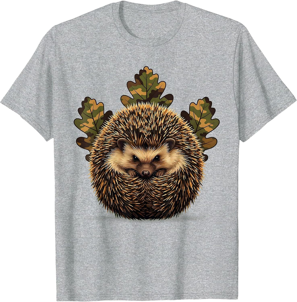 Men's Toddler Camo Hedgehog Curled in Leaves T-Shirt - Heather Grey