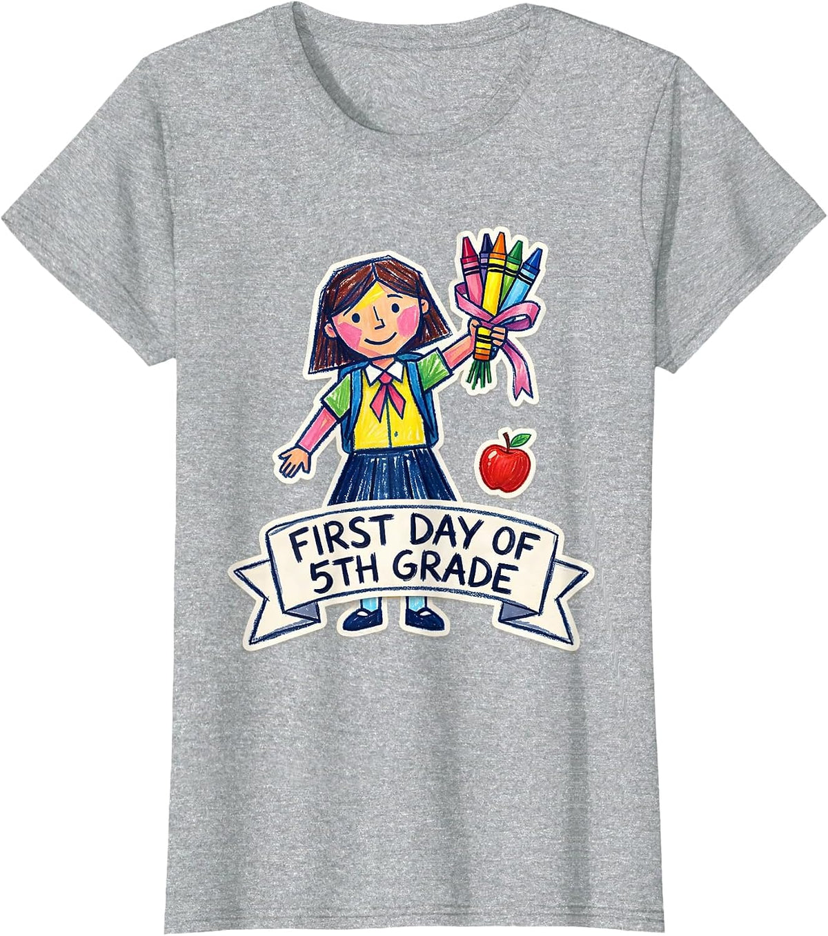 Women's First Day Of 5th Grade Coquette Back To School Girls Kids T-Shirt - Heather Grey
