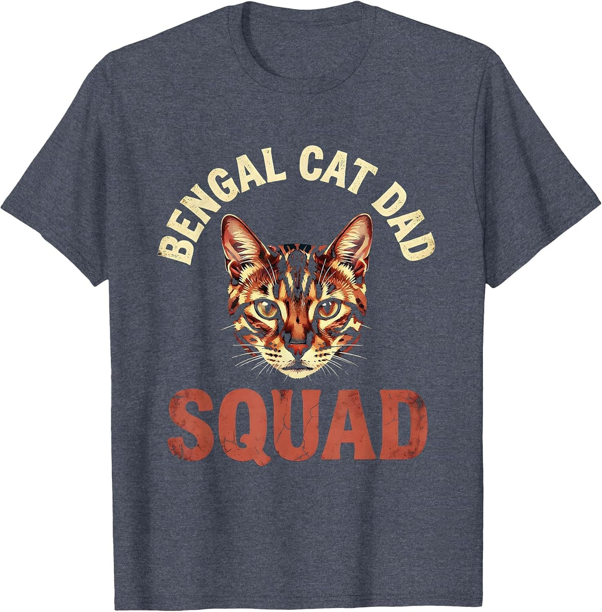 Bengal Cat Dad Squad Feline Lover Design T-Shirt - Heather Blue