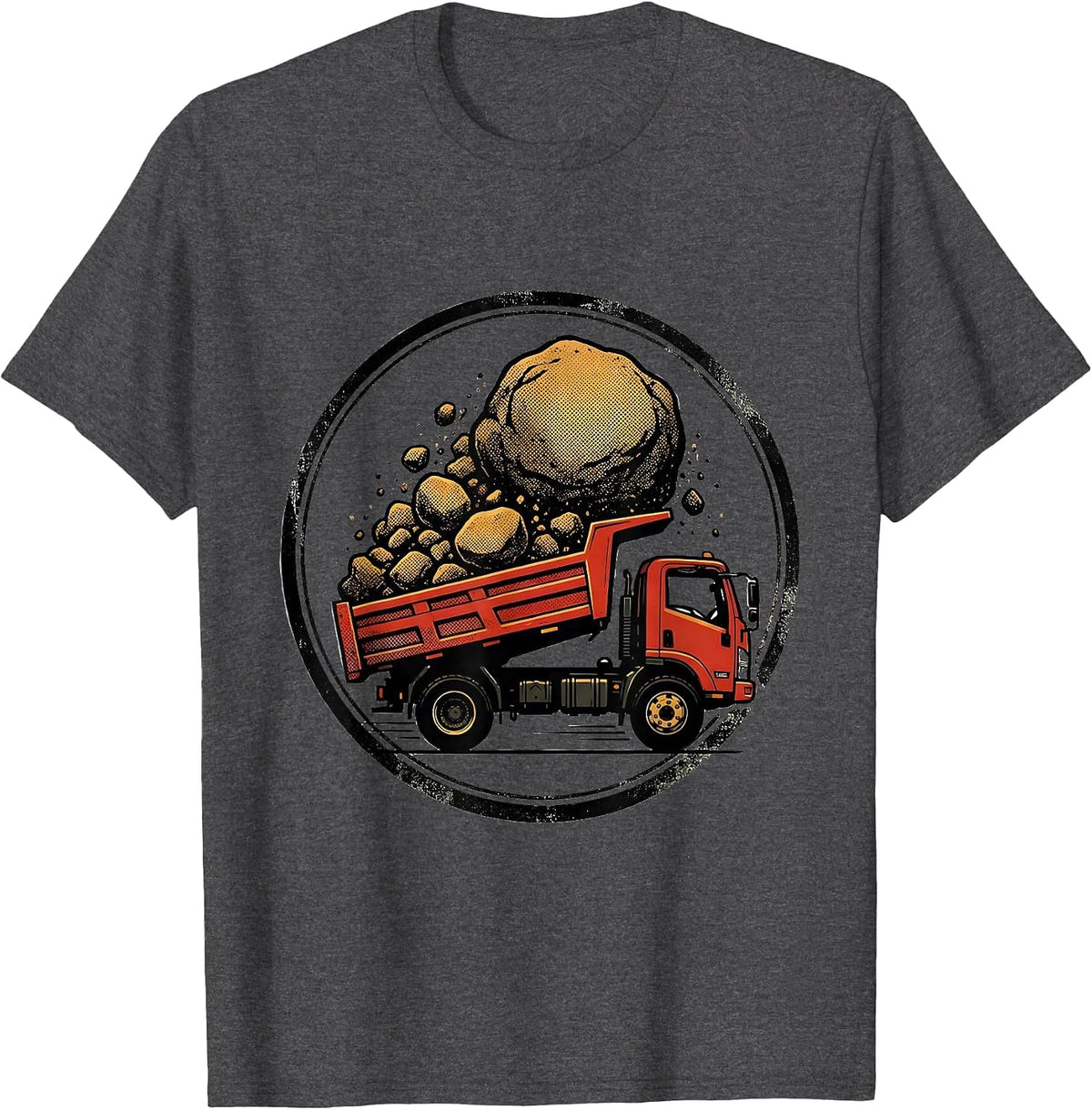 Dump Truck Badge Funny Trucker Diesel Driver Gift T-Shirt - Dark Heather Grey