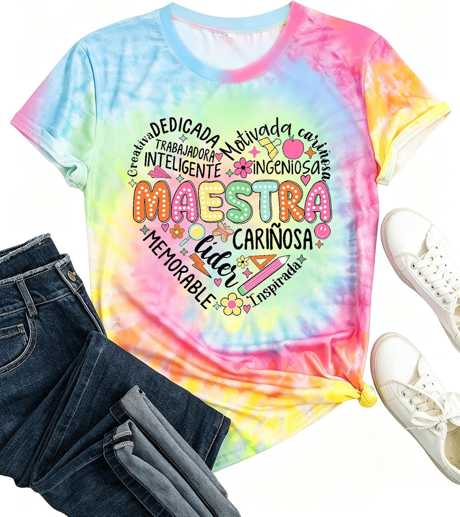Spanish Teacher Shirt for Women Maestra T-Shirt Bilingual Teacher Tee - Td
