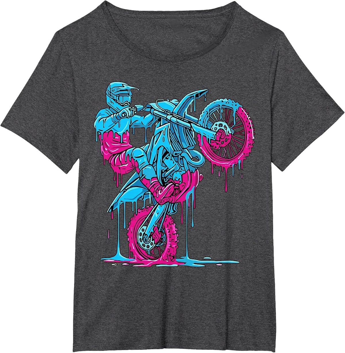Dirt Bike Rider Drip Motocross T-Shirt - Dark Heather Grey