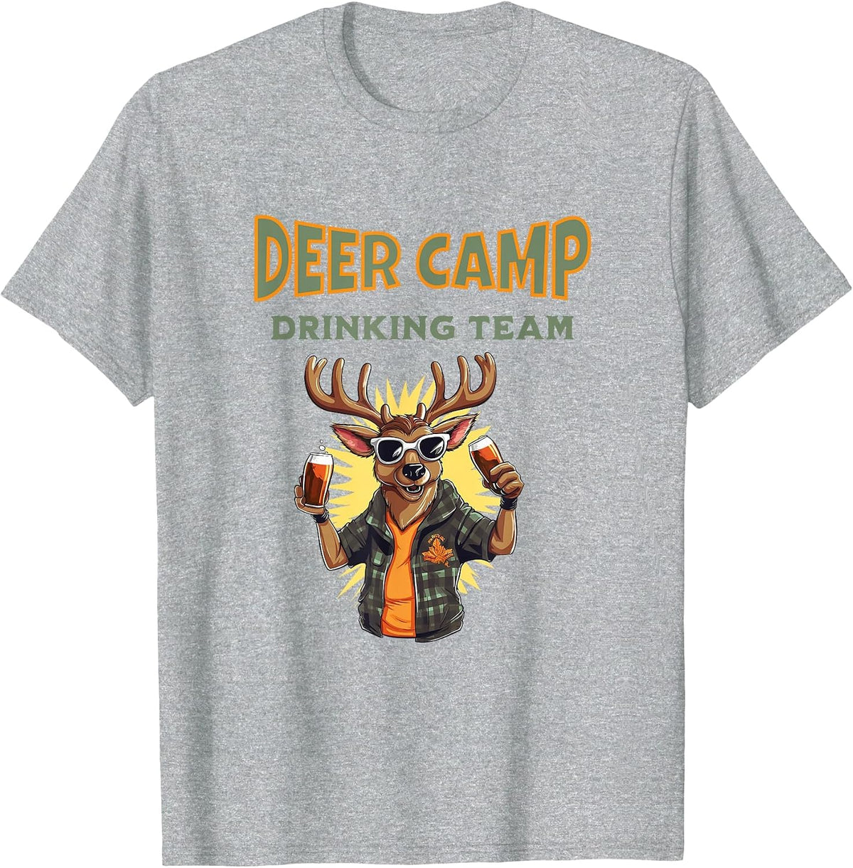 Deer Camp Drinking Team - Fun for Buck Hunters Deer Hunting T-Shirt - Heather Grey