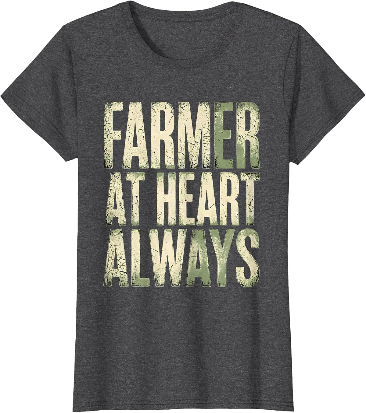 Women's Farmer At Heart Always Country Pride Design T-Shirt - Dark Heather Grey