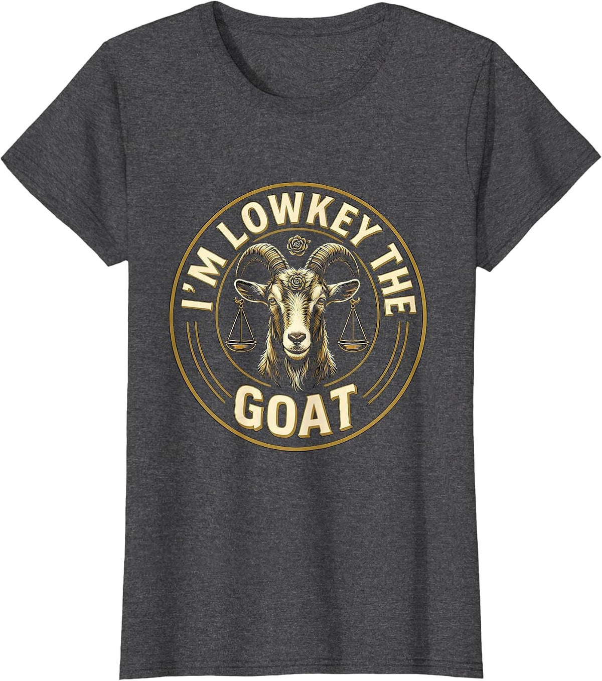 Women's I'm Lowkey The GOAT Funny Goat Pun Sports Fan Farm Animal T-Shirt - Dark Heather Grey