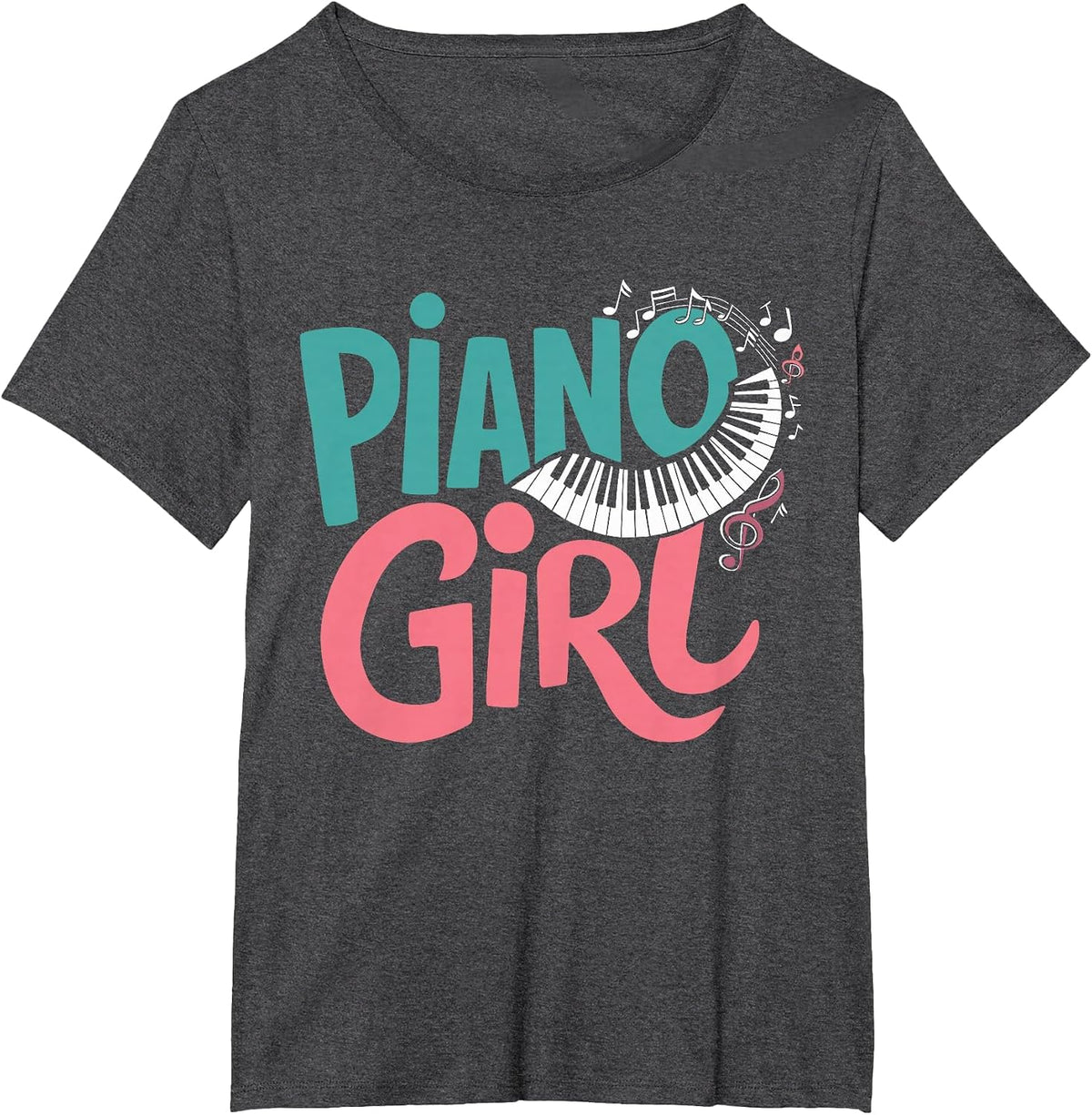 Piano Girl Pianist Music T-Shirt - Dark Heather Grey
